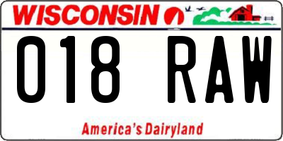 WI license plate 018RAW