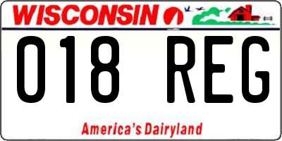 WI license plate 018REG