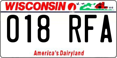 WI license plate 018RFA
