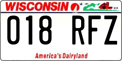 WI license plate 018RFZ