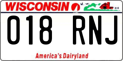 WI license plate 018RNJ