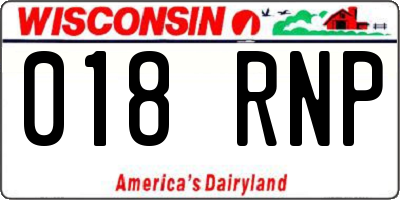 WI license plate 018RNP