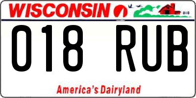 WI license plate 018RUB