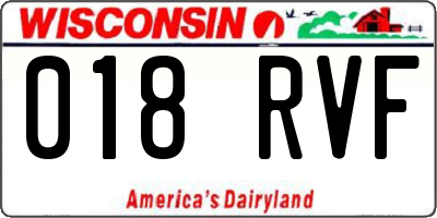 WI license plate 018RVF