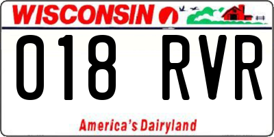 WI license plate 018RVR