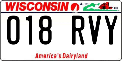 WI license plate 018RVY