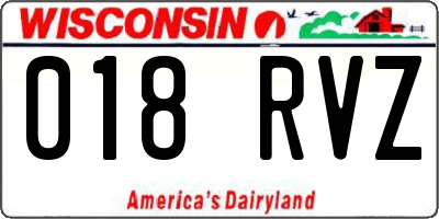 WI license plate 018RVZ