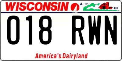 WI license plate 018RWN