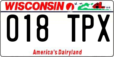 WI license plate 018TPX