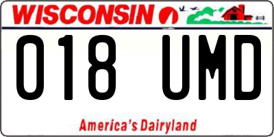 WI license plate 018UMD