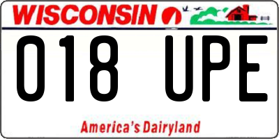 WI license plate 018UPE