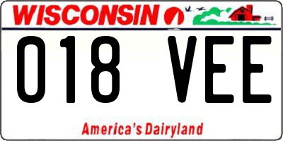 WI license plate 018VEE