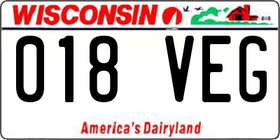 WI license plate 018VEG