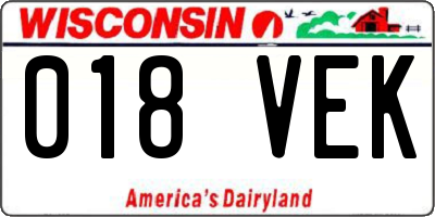 WI license plate 018VEK