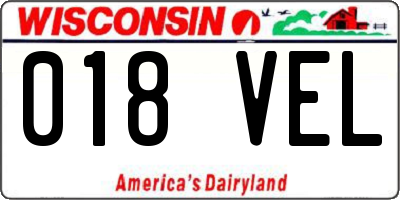 WI license plate 018VEL