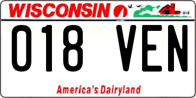 WI license plate 018VEN