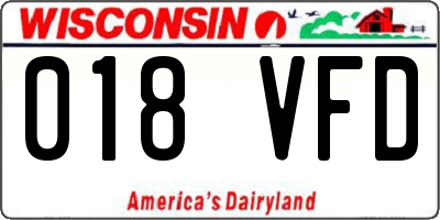 WI license plate 018VFD