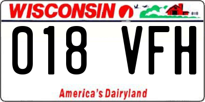 WI license plate 018VFH