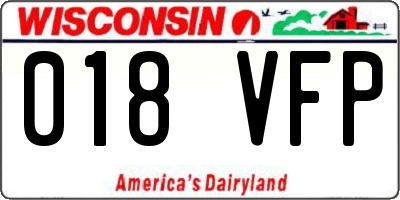 WI license plate 018VFP