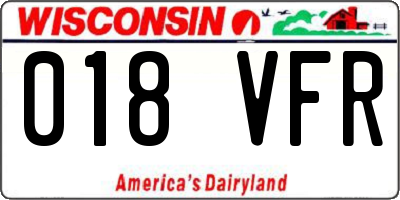 WI license plate 018VFR