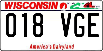 WI license plate 018VGE