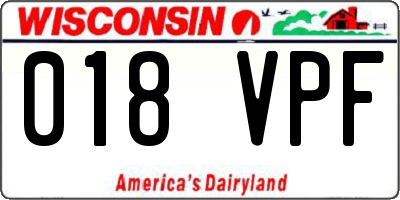 WI license plate 018VPF