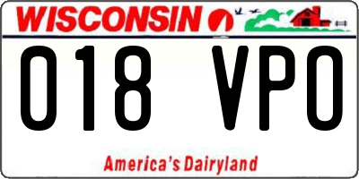 WI license plate 018VPO