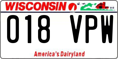 WI license plate 018VPW