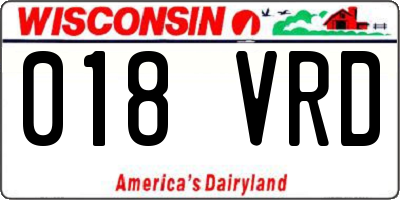 WI license plate 018VRD