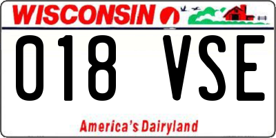 WI license plate 018VSE