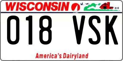 WI license plate 018VSK