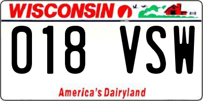 WI license plate 018VSW