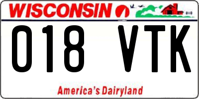 WI license plate 018VTK