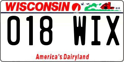 WI license plate 018WIX