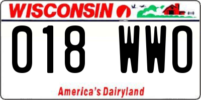 WI license plate 018WWO