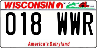 WI license plate 018WWR
