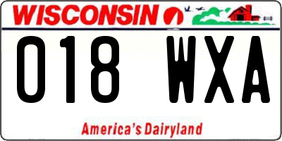 WI license plate 018WXA