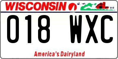 WI license plate 018WXC