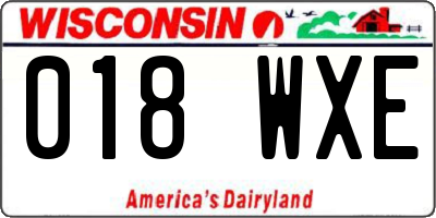 WI license plate 018WXE