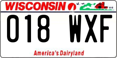 WI license plate 018WXF