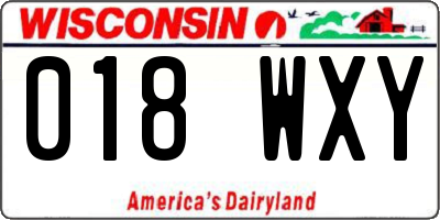 WI license plate 018WXY