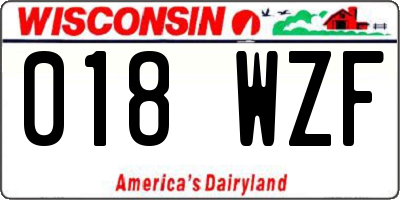 WI license plate 018WZF