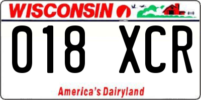 WI license plate 018XCR