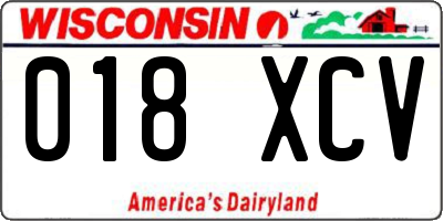 WI license plate 018XCV