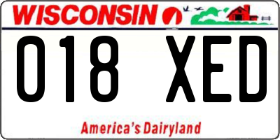 WI license plate 018XED