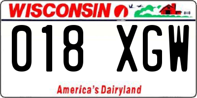 WI license plate 018XGW