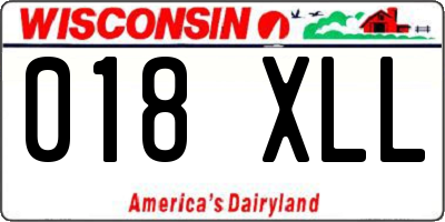 WI license plate 018XLL
