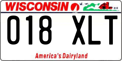 WI license plate 018XLT