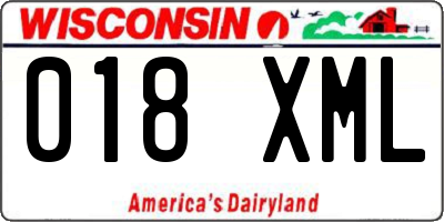 WI license plate 018XML