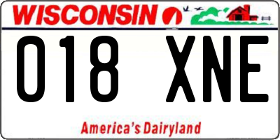 WI license plate 018XNE